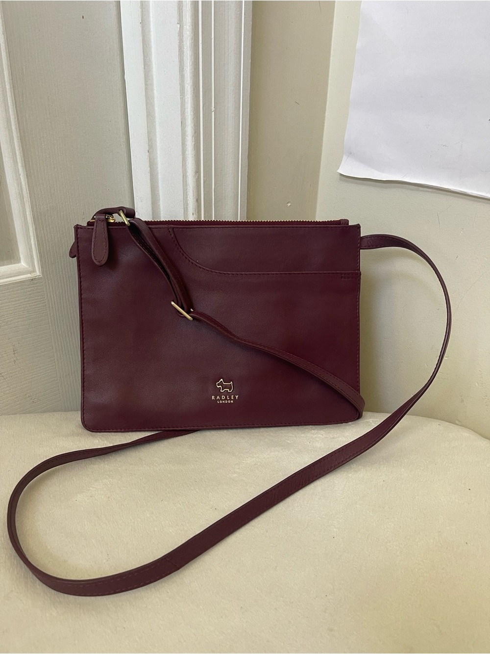 RADLEY LONDON Wine Leather Crossbody Bag with Gold Logo